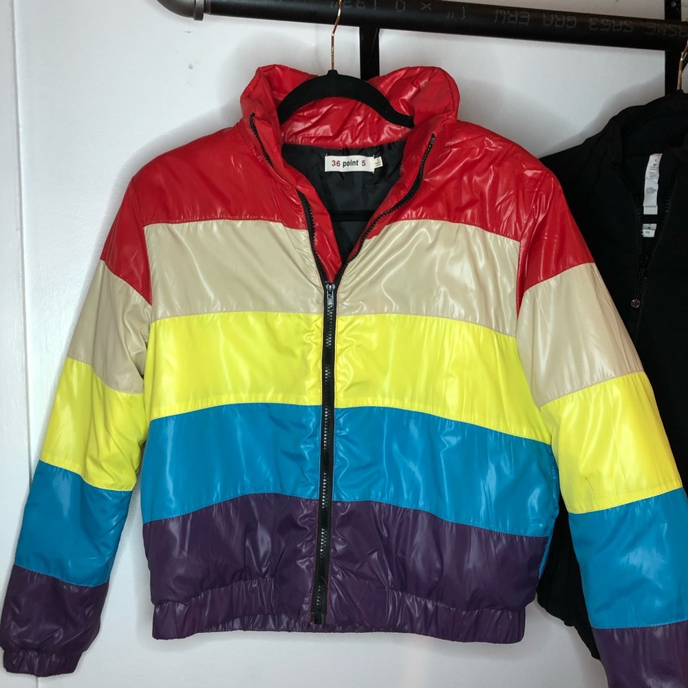 Multi colored puffer jacket